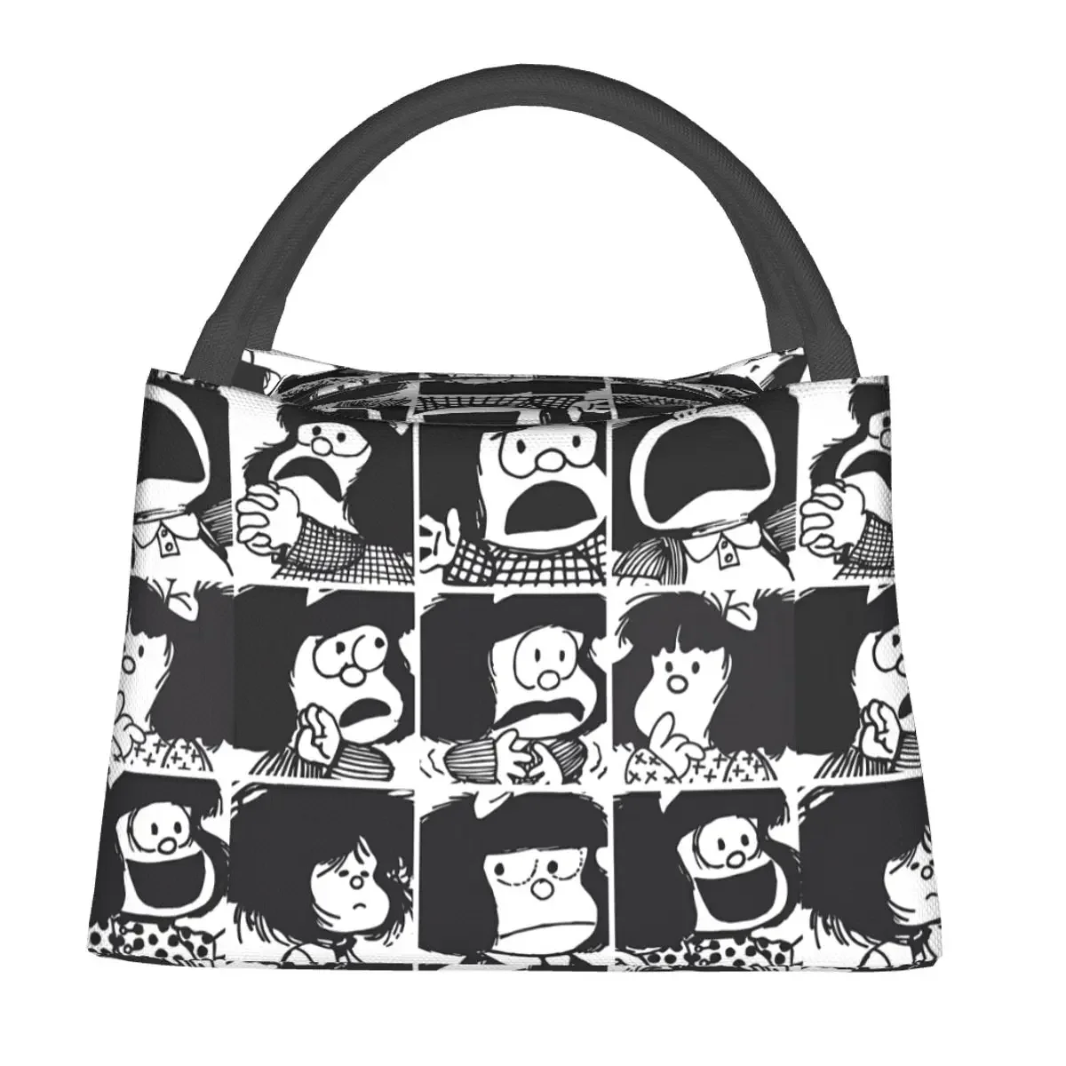 

Mafalda Manga Lunch Bag Girl Cute Aesthetic Lunch Box For Women School Portable Cooler Bag Graphic Tote Food Bags