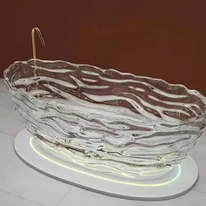 

Y Новая прозрачная хрустальная смоляная ванна с водной рябью, цветная ванна для отеля, виллы, независимая встроенная ванна