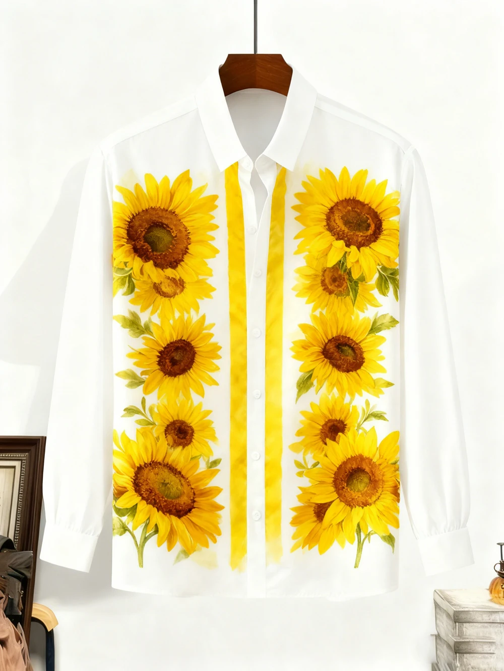 

Men's New Business Casual Shirt Natural Plant Sunflower Plum Grape Polka Dot 3D Printed Shirt Hawaii Beach Vacation Clothes Men