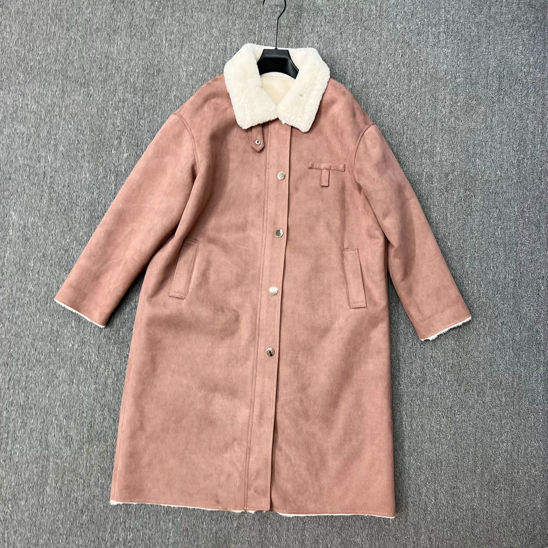 Suede Shearling Coat for Women Winter New Thickened Warm Elegant Casual Loose Korean Style Coat Trendy Long Faux Fur Coat