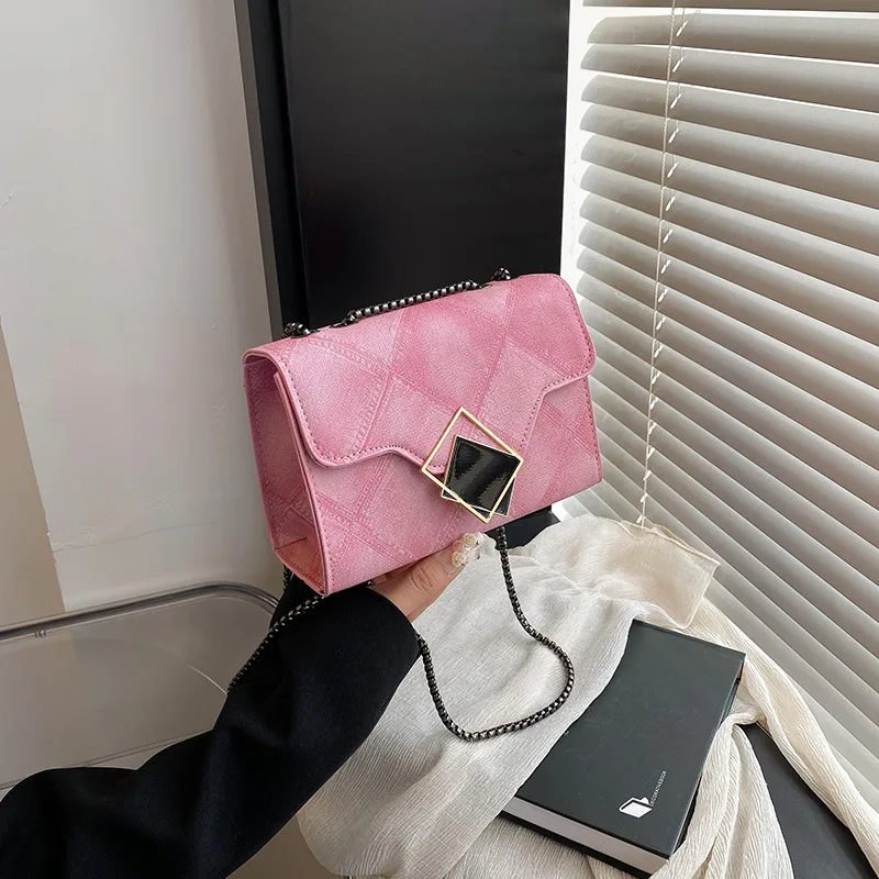 

2025 Artisan Watercolor Satchel - Vegan Coated Quilted Crossbody with Magnetic Chain & Convertible Strap