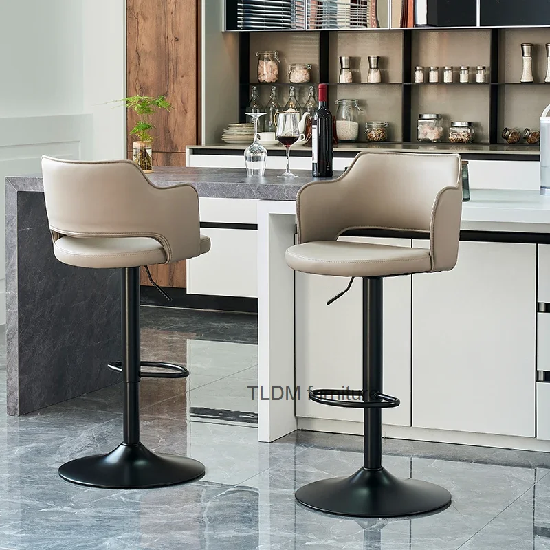 

Premium Swivel Bar Chairs White Minimalist Luxury Metal Bar Stool High Quality Cushion Banqueta Alta Para Cozinha Furniture