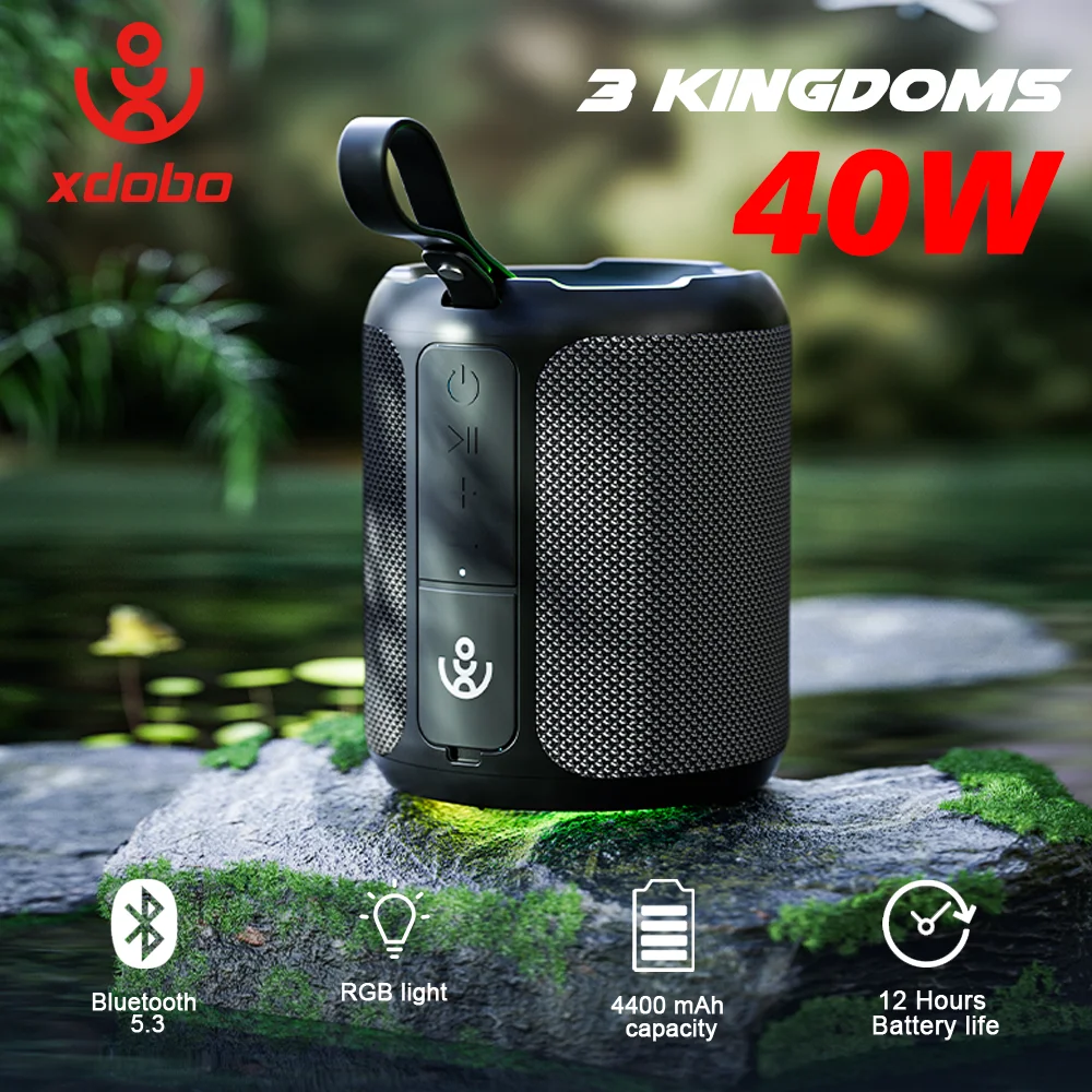 Sinoband 3 Kingdoms XDOBO 딥 베이스 블루투스 스피커, RGB 라이트, TWS 무선 야외 재미있는 라이딩, 캠핑 파티 음악 스피커, 40W 