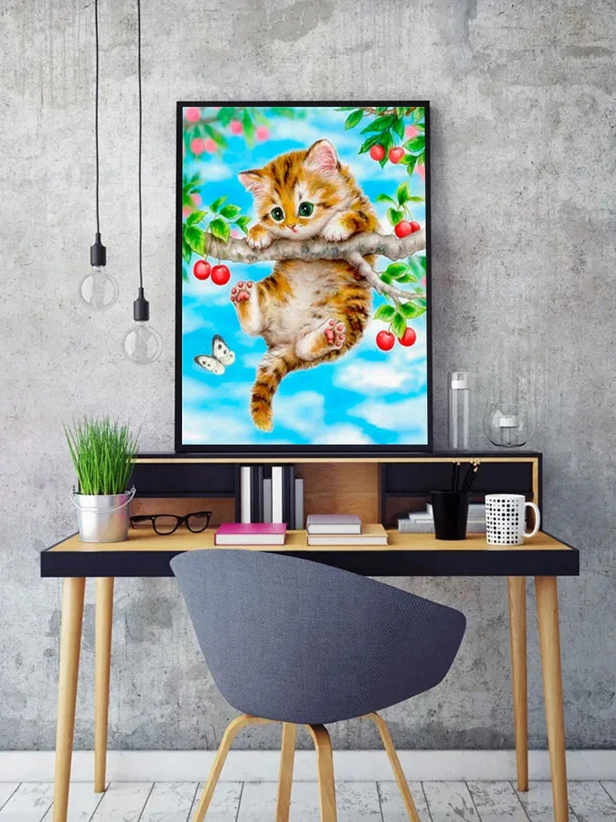 5D DIY Diamond Painting Colorful Dog Cross Stitch Kit Animal Full Round Diamond Embroidery Mosaic Art Rhinestone Home Decor Gift