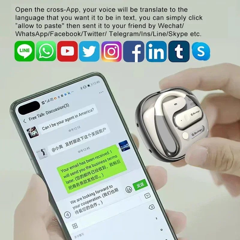 مترجم جديد 138 لغة في الوقت الحقيقي جهاز ترجمة صوتي فوري ثنائي الاتجاه عبر الإنترنت/غير متصل بحرية مترجم #5