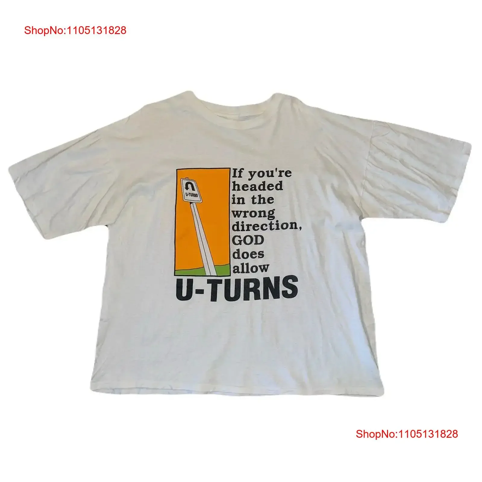 

Редкая винтажная футболка 80-х годов «Иисус Христос» U Turn Wrong Direction AOP, размер XL, винтажная стираная модная стильная уличная одежда, растянутая