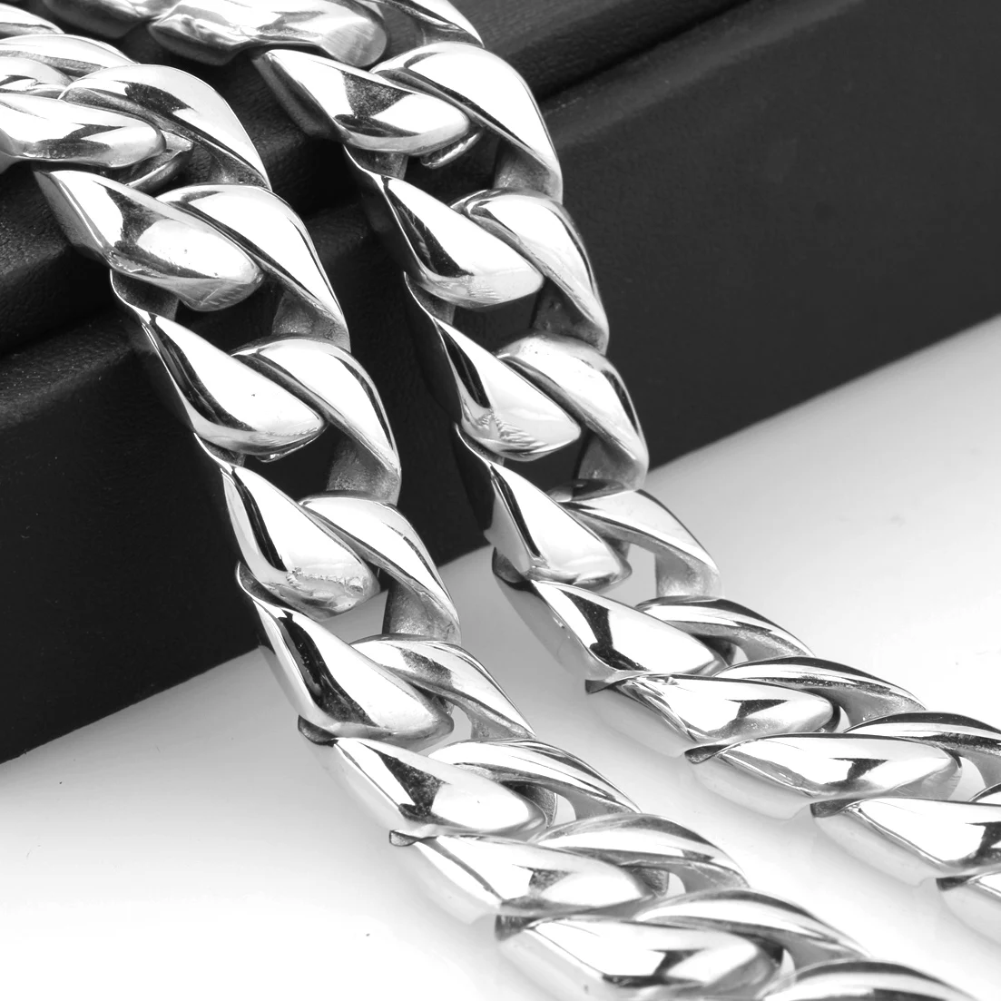 16MM Punk Heavy Polished Stainless Steel Necklace Men Curb Cuban Link Chain Necklaces Choker Jewelry