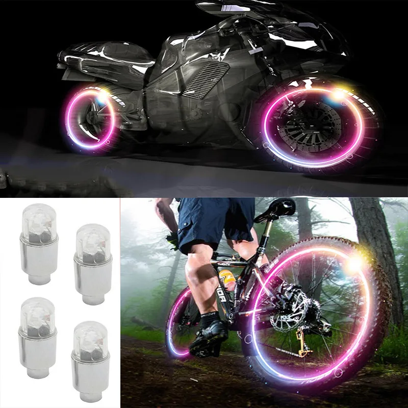 2pcs Car Cap Cover Hub Lamp Decorative Lamp Auto Wheel Tire Tyre Air Valve Stem LED Light Cap Cover Waterproof Car Accessories