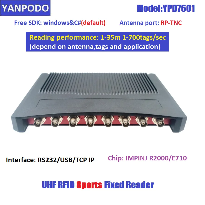 Imagem -03 - Yanpodo Leitor Fixo Rfid Uhf de Longo Alcance Chip 135m Iminj R2000 E710 Alto Desempenho Sdk Livre Armazém Rastreamento