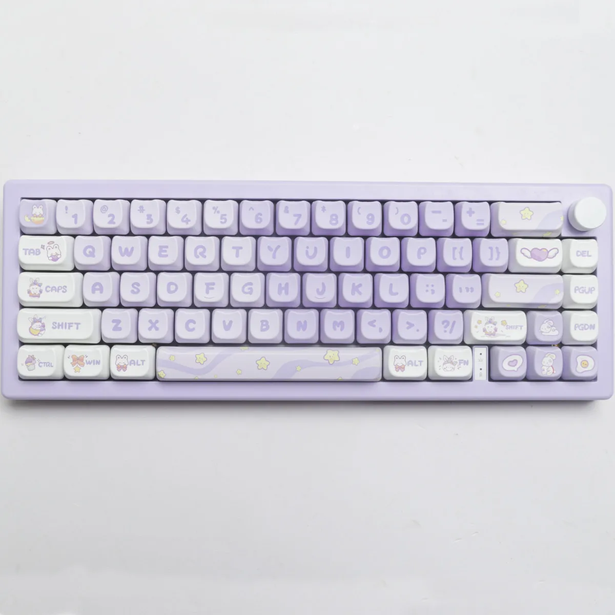 Imagem -03 - Kbcaps 140 Chave Fantasia Coelho Roxo Pbt Material Mao Perfil Corante Sublimação Keycap Conjunto para Interruptores mx Gk75 Gk96 Teclado