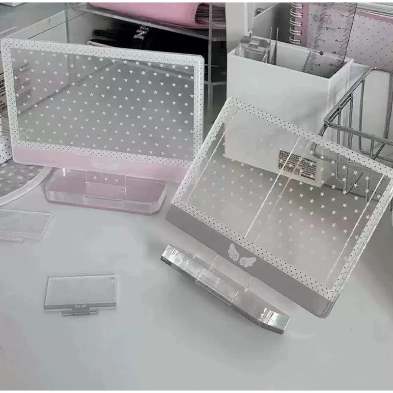Acrylic Card Display Frame Korean-style Ins Polka Dot Photo Frame Card Holder Student Desktop Card Display Stand Storage Decor
