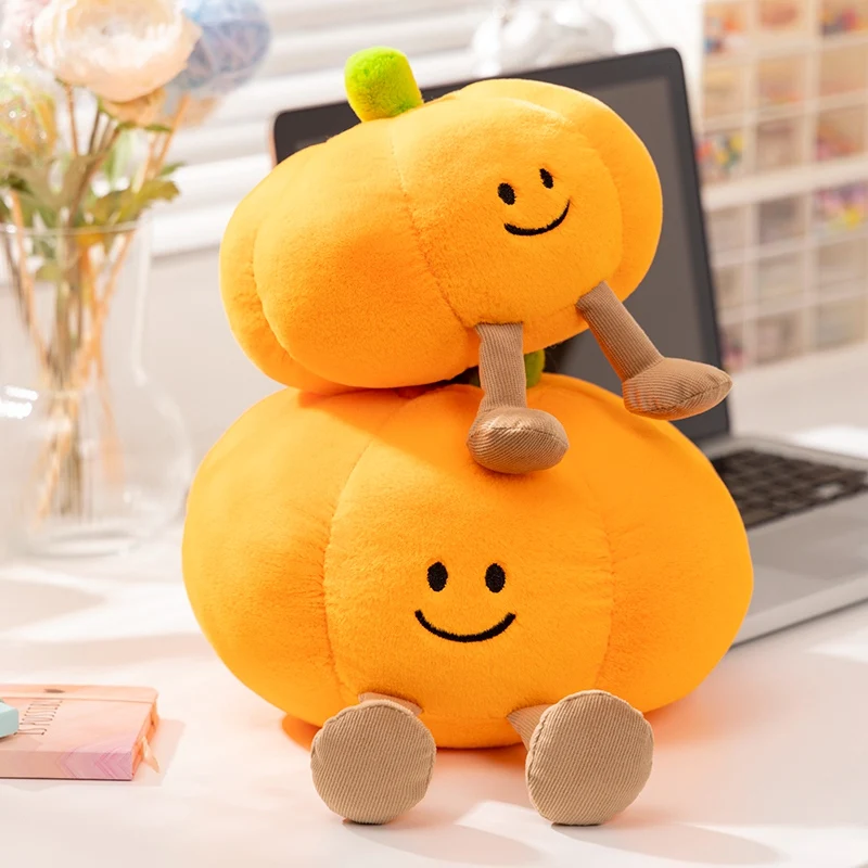 Halloween Pumpkin Ghost Plush Dolls Kawaii Soft Stuffed Anime Devil with Hat Pillow Cute Party Holiday Decor Prop for Kids Gifts