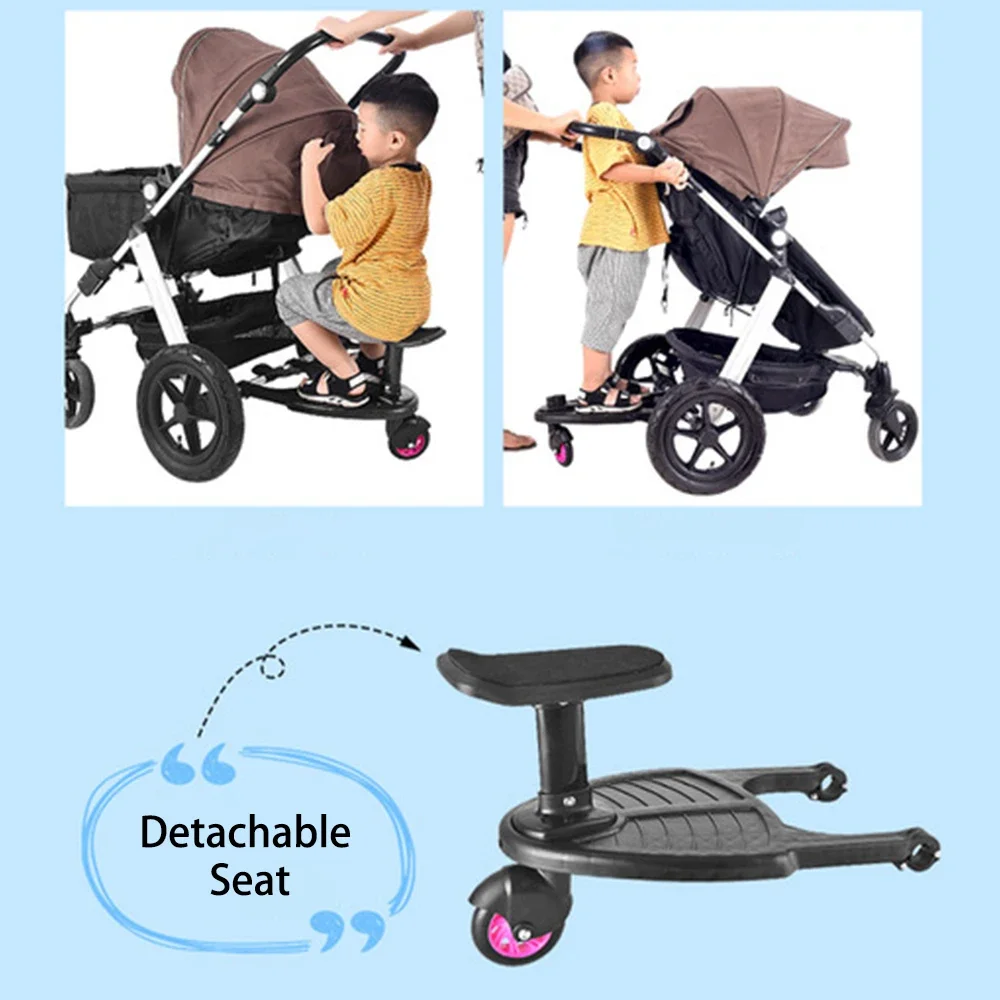 Fashion Children Stroller Pedal Adapter Second Child Auxiliary Trailer Twins Scooter Hitchhiker Kids Standing Plate with Seat