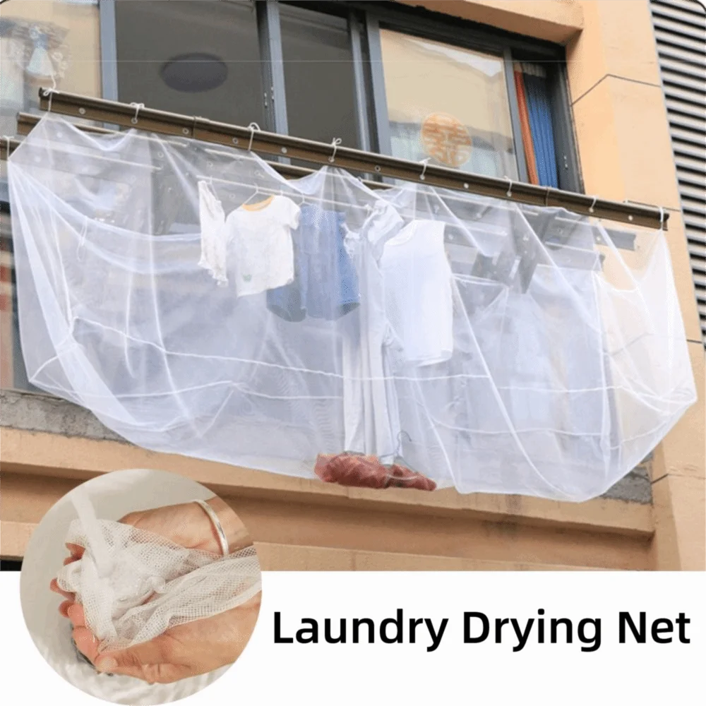 Breathable Anti-lost Laundry Drying Net Anti-drop Prevent Wind Clothesline Protection Net Windproof Washable