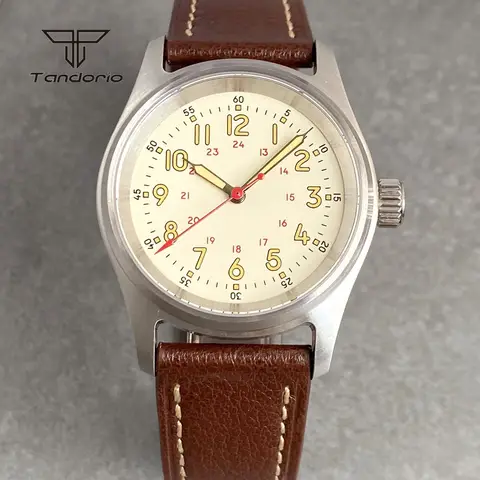 Tandorio NH35 Automatisk 36mm Pilot Herrklocka Aviator 20BAR Dykklocka PT5000 Mekanisk Stål Armbandsur Grönt Lume Borstat 8 best sales pt5000 - №6