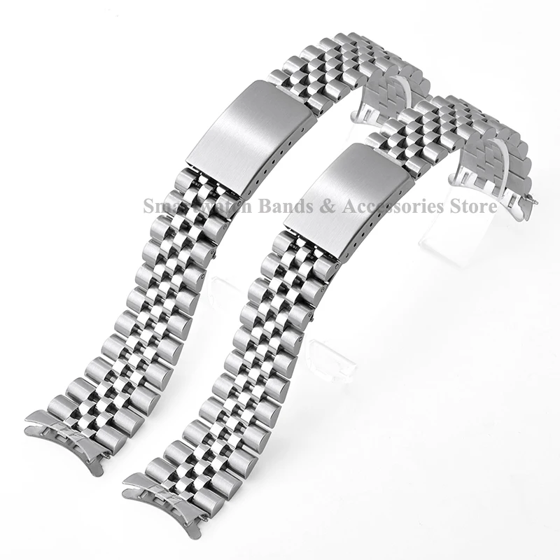 Curved Stainless Steel Watch Strap 18mm 19mm 20mm 21mm for Rolex DATEJUST for Jubilee Bracelet Solid Folding Buckle Wrist Band