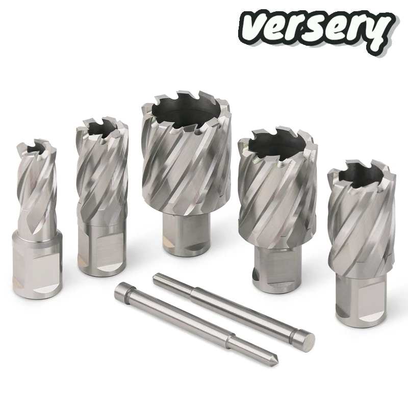 Versery 12-60X25mm HSS Annular Cutter Core Drill Bit 19mm Weldon Shank Hollow Hole Saw Cutter For Metal Steel Cutting Tool