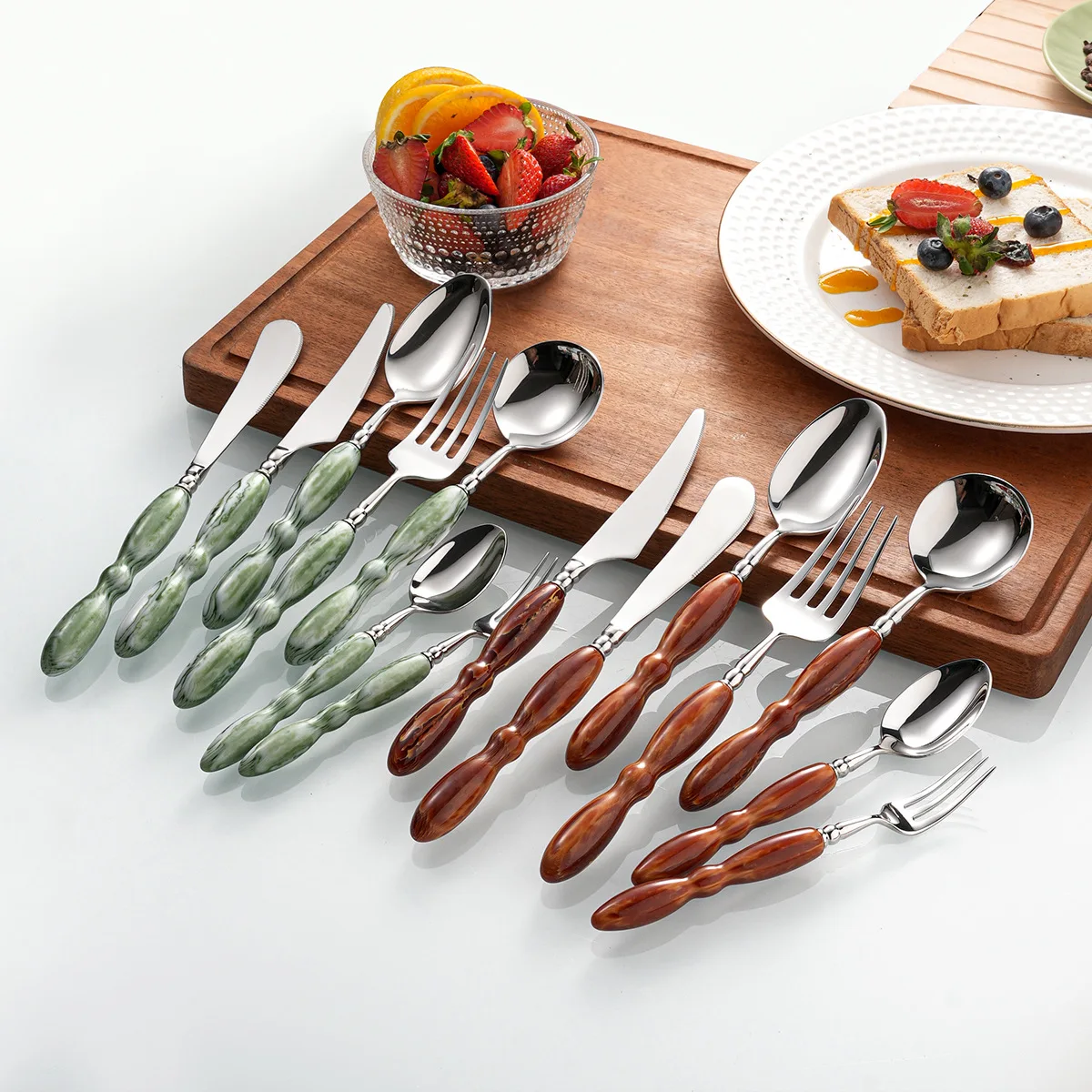 French High-Looking 304 Stainless Steel Western Food Cutlery Set Knife Fork Spoon Macaron Light Luxury Dessert Spoon Fruit Fork