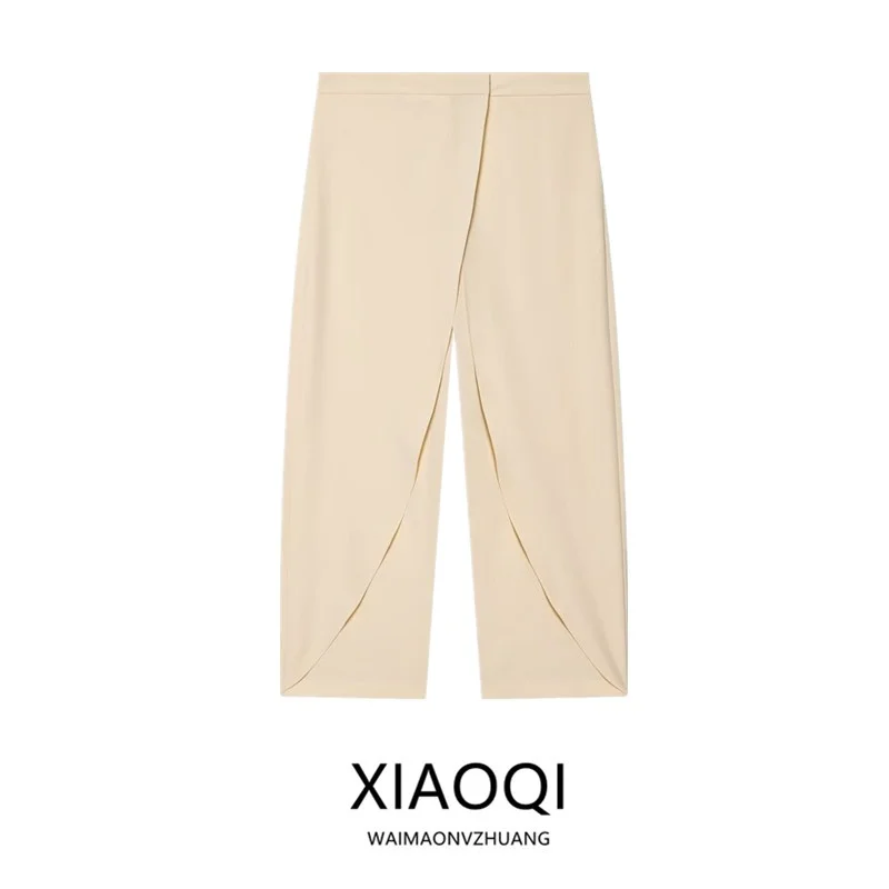 Women's Fashion Cross Design High Waist Versatile Long Pants Spring Summer New Arrival Casual Pants Natural Waist Other Material