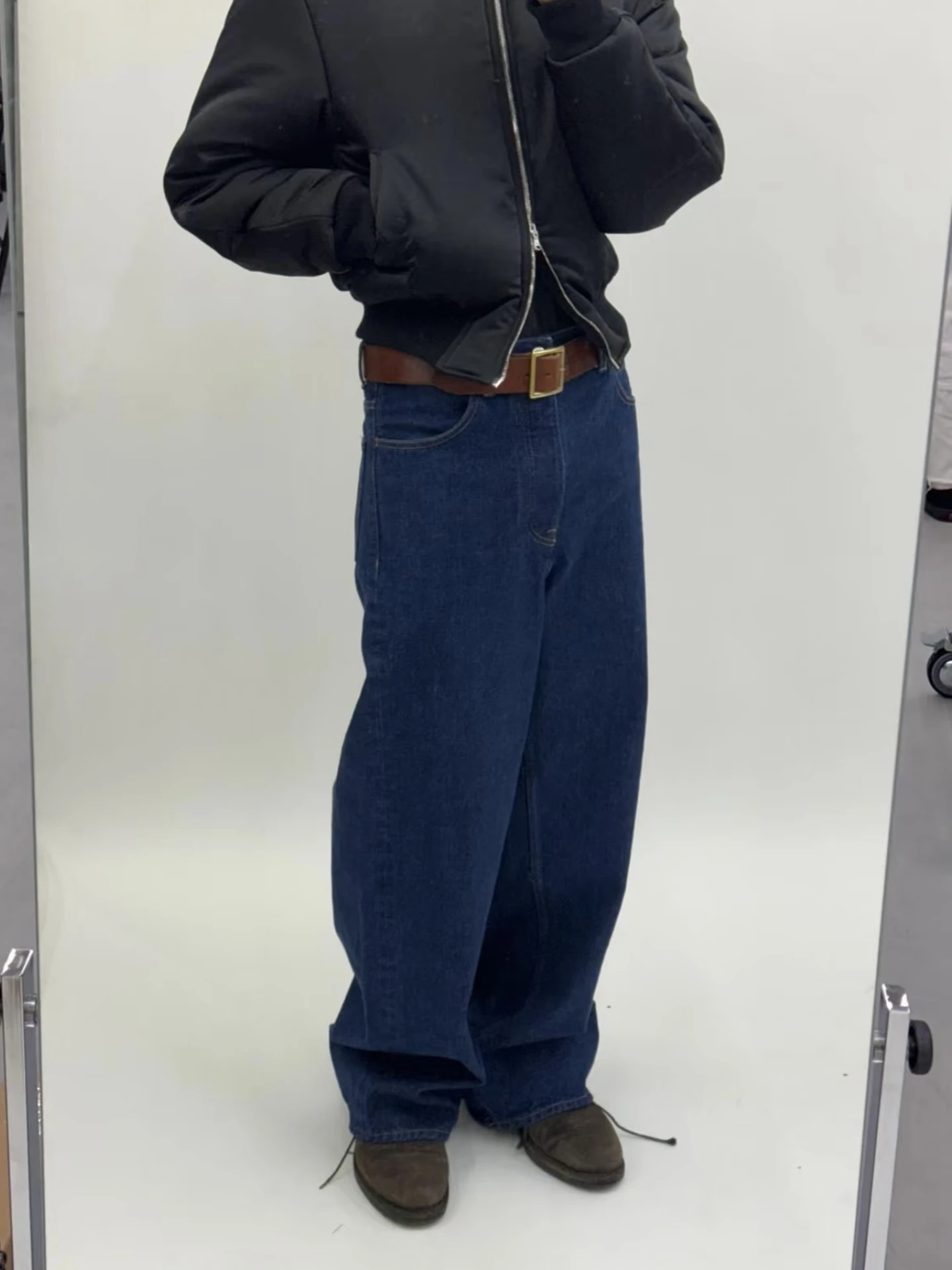 

Джинсы Deep Blue Loose Straight Leg Red Heavyweight 45 Oz Vujade 009 Retro Kenijima, неэластичные, легкие в уходе, повседневные