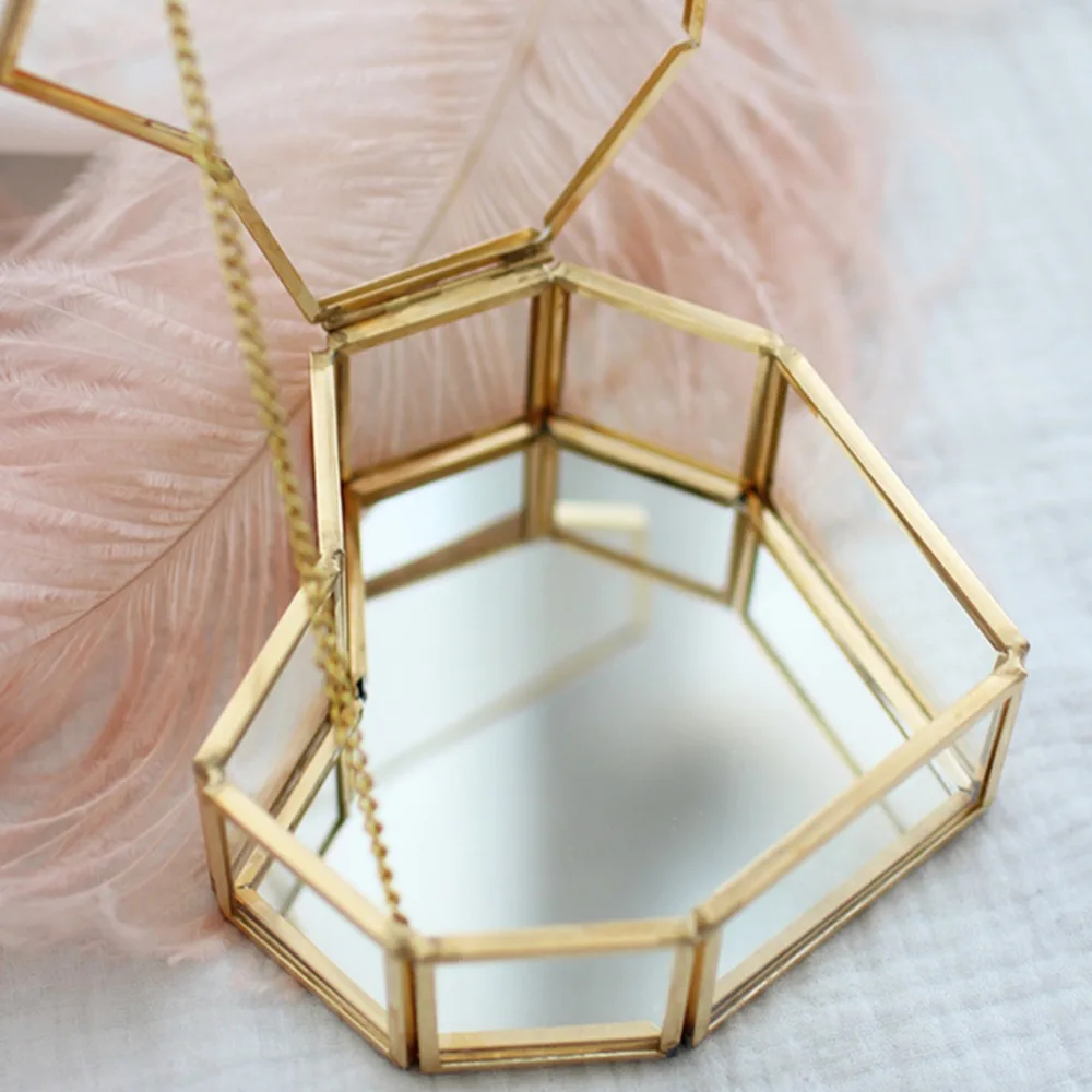 

Dustproof Glass Jewelry Box Heart Shaped Geometric Storage Box Clear With Lid Desktop Organizer Jewelry