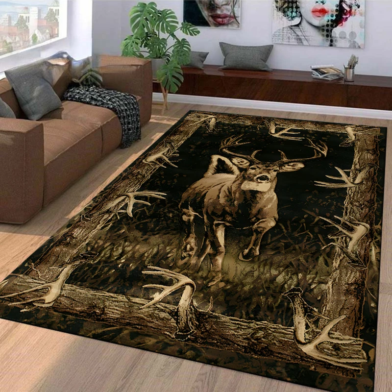 15 Sizes Flag Deer Pattern Rug Carpet for Living Room Bathroom Mat Creative Doormat Carpet for Bedroom Home Decor Alfombras Cool