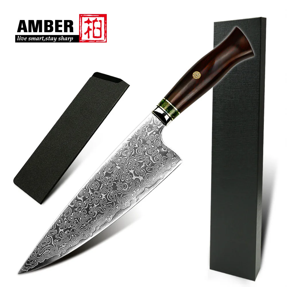 8 INCH JAPANESE VG10 fat Gyuto knife 67-layer Damascus Steel Kitchen Chef With Sandal  Natural wood Handle