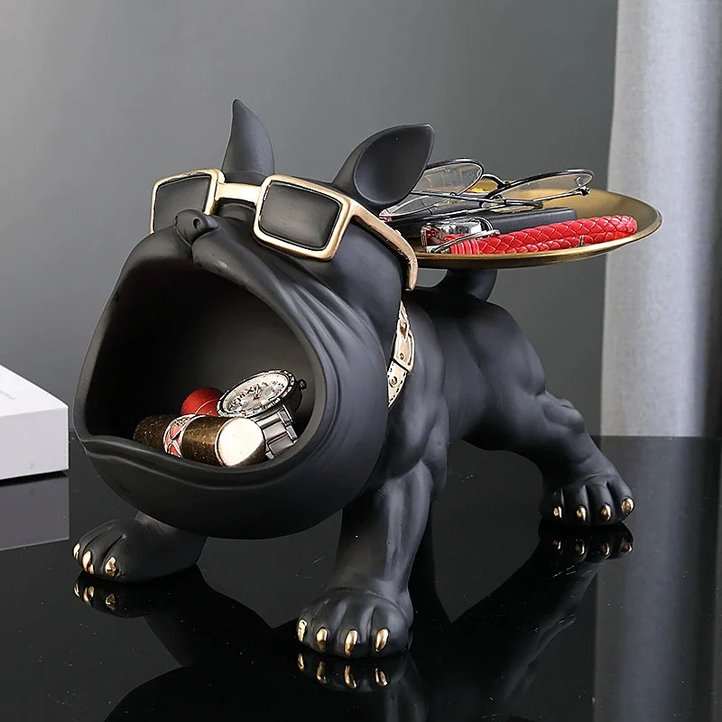 

French Bulldog Key Holder Tray - Resin Home Decor Storage Box, Key & Jewelry Organizer + Candy Dish