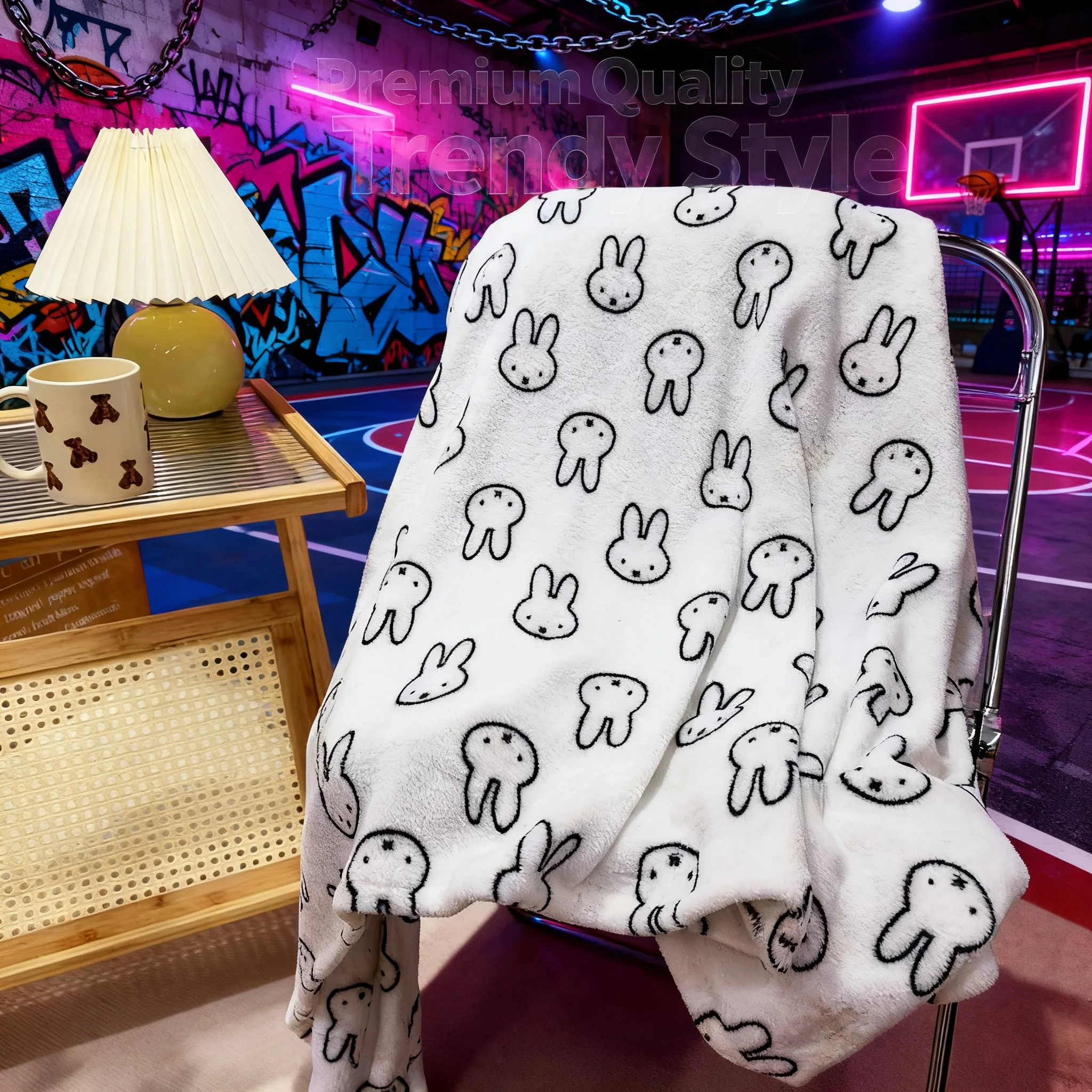Kawaii Miffy Rabbit Cartoon Flannel Blanket Cute Siesta Shawl Office Student Dormitory Sofa Quilt Creative Miffy Blanket Supplie