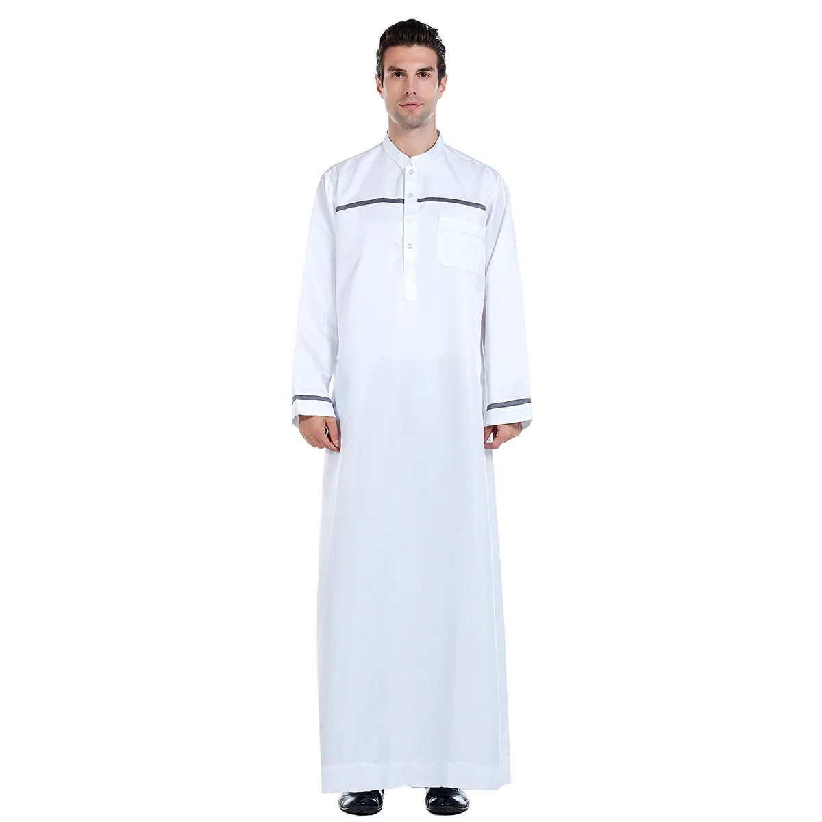 Vêtements musulmans pour hommes, Thobe Jubba, Robe Kimono imprimée à boutons, Vêtements saoudiens, Abaya, Vêtements arabes de Dubaï