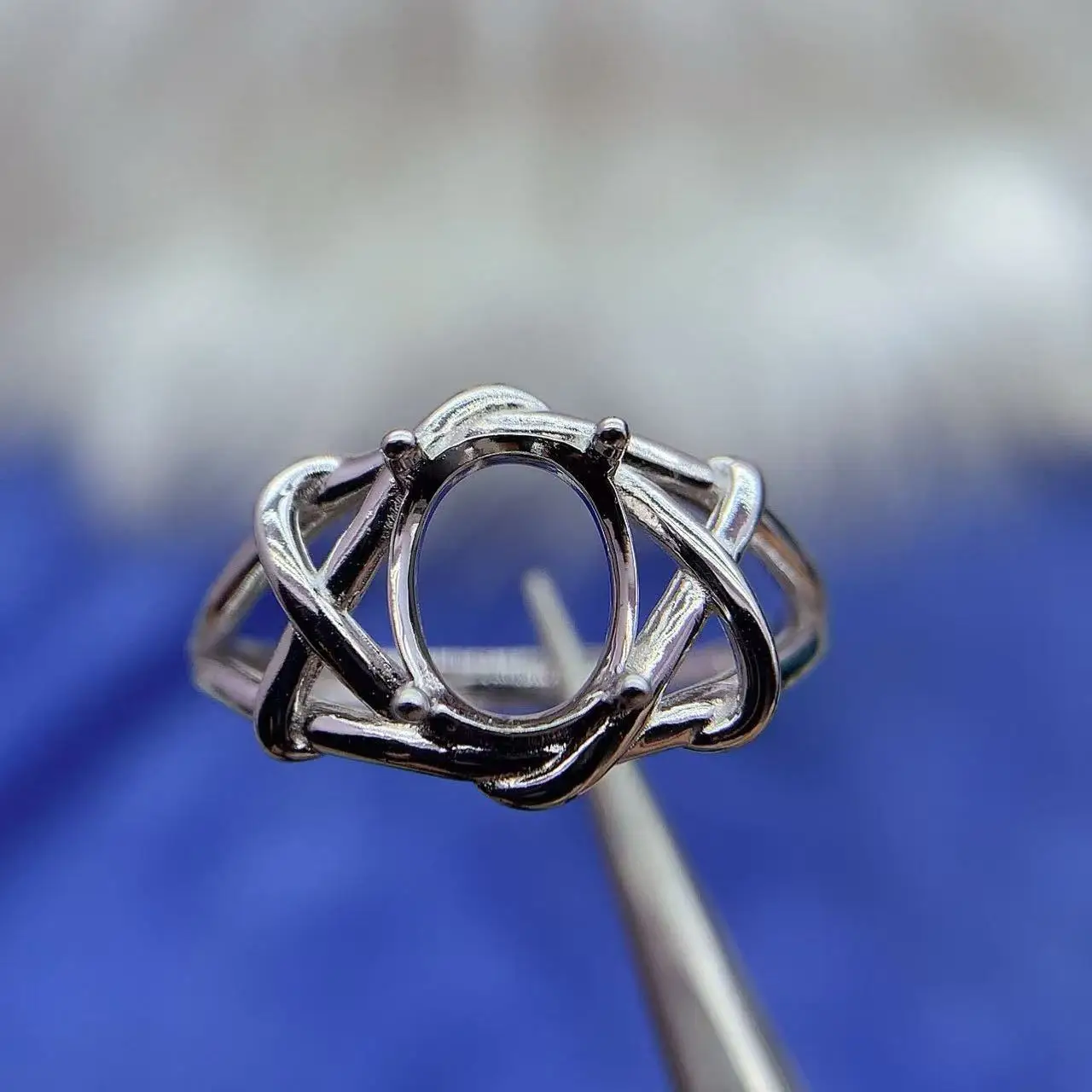 

MeiBaPJ Inlay Elliptical 6*8/7*9mm S925 Sterling Silver DIY Empty Ring Exquisite and Luxurious Simple Gift Jewelry Free Delivery