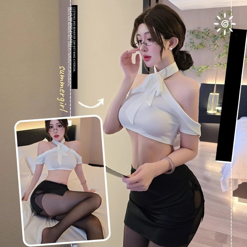 

Hot Cosplay Uniforms Dream Secretary Hip Skirt Pajamas Garter Bra Set Women's Lingеrie Suit Sexy Clothing Lencería Hot Caliente