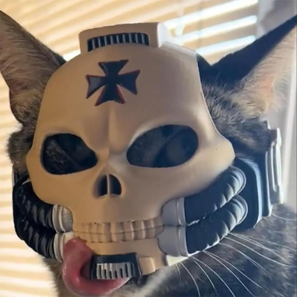 خوذة القط التأثيرية، قبعة الخيال العلمي، خوذة معركة نهائية مستوحاة من الخيال العلمي، زي رائع للحيوانات الأليفة لالتقاط الصور في الهالوين، إكسسوارات الحيوانات الأليفة المضحكة #4