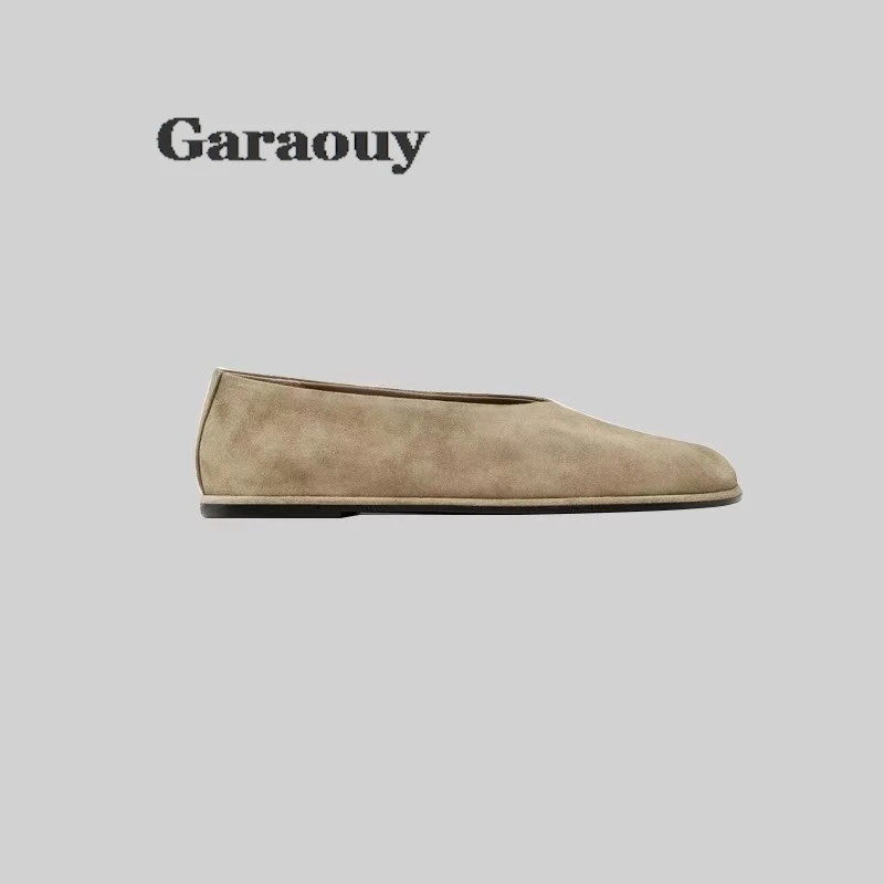 Garaouy 2024 Brand Design Genuine Leather Women Shoes Loafers Cowhide Suede Flat Shoes Women 2024 Casual Solid Slip Shoes Woman