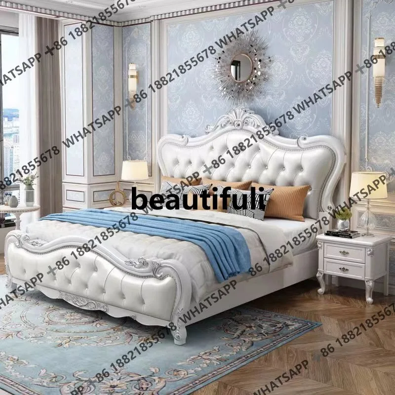 

Solid wood, double bed, master bedroom, high box storage, large bed, light luxury and simple, soft bag