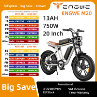 ENGWE M20 City Electric Bicycle 750W 48V13AH Max Speed 45KM/H Electric Bicycle 20*4.0 Inch Fat Tire Mountain Off-road E-Bike