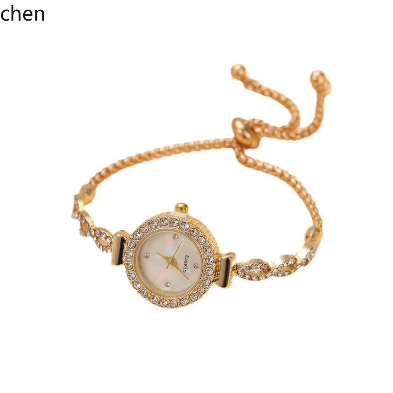 

ZK winding pattern fashionable small diamond round women's retractable bracelet quartz watch