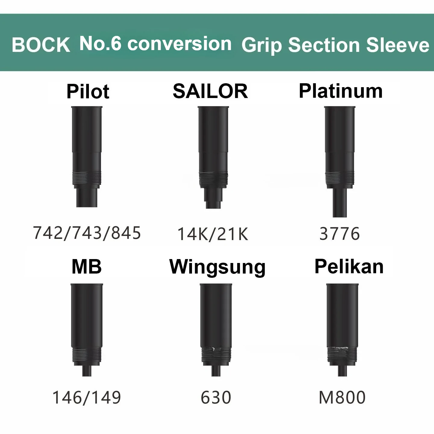Selmy BOCK No.6 Pen Nib Grip Section Conversion Sleeve Assembly for Sailor / Platinum / MB / Pilot / Wingsung Fountain Pen