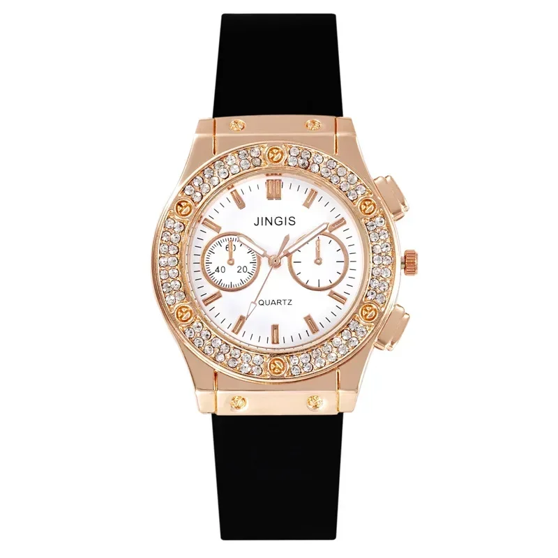 Luxury Fashion Women Silicone Watches High End Double Diamond Scale Dial Ladies Quartz Wristwatches Casual Watch Reloj Mujer