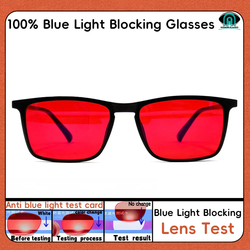 Red Lens 100% blue light Blocking  Glasses Orange Lens, Anti fatigue Glasses Fashion Glasses Women Man Computer Gaming Glasses