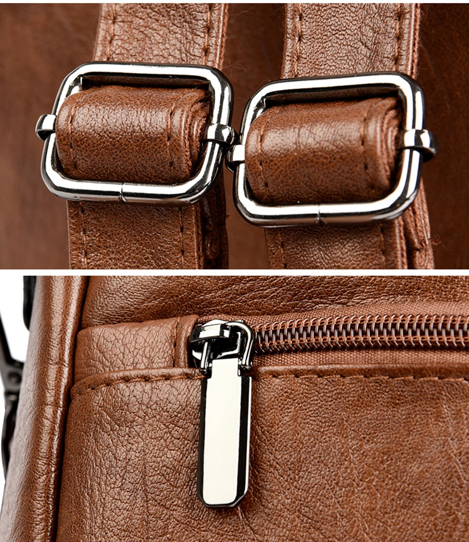 Luxury Brand Anti-Theft Women's Backpack High-Quality Leather Sac a Dos SchoolBag Knapsack for Female