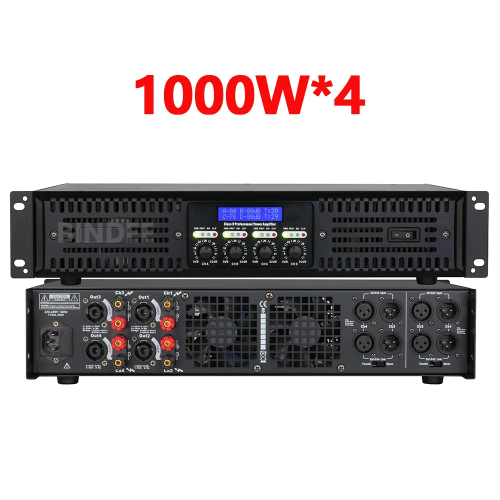 Amplifier daya tinggi digital profesional 1000W, untuk panggung DJ rumah hiburan karaoke luar ruangan cocok untuk subwoofer