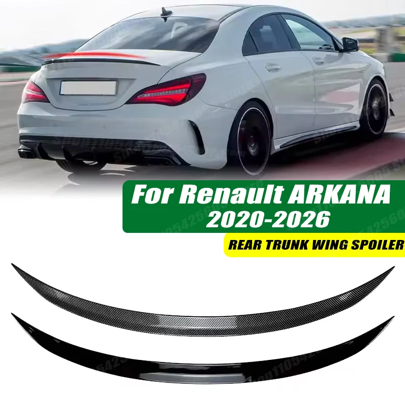 120cm 5D Carbon Look Rear Boot Trunk Spoiler Lip Stick-On Decorative Rear Wing For Renault ARKANA 2020-2026 Car Accessories