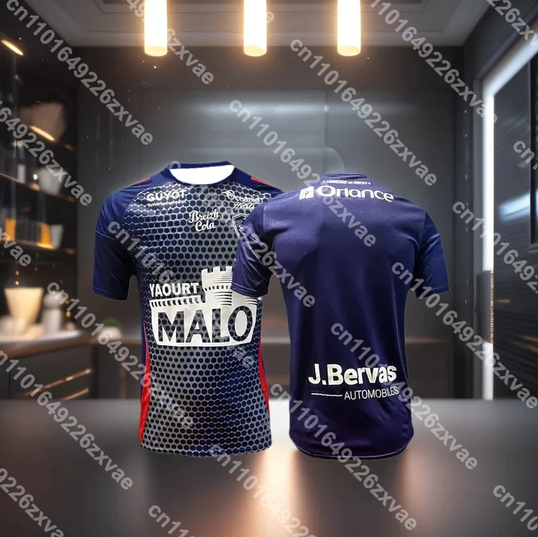 

24_25 Brest Short Sleeved T-Shirt French Men's and Women's Oversized Sports Shirt Children's Loose Training Football Jersey