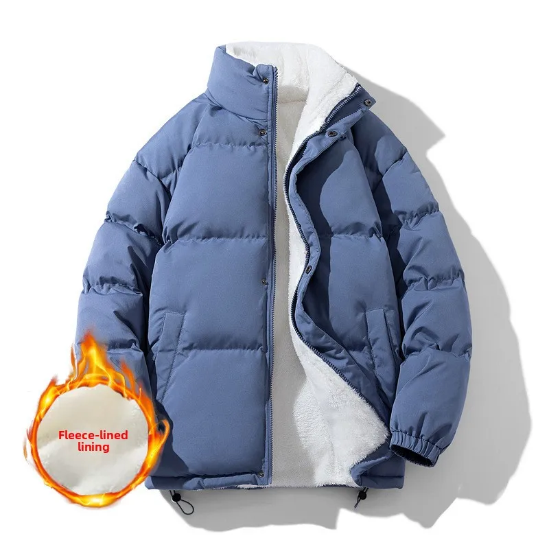 

2025 Thick Fleece Coat for Winter, Pure Color, Thick Cotton Jacket for Couples, Loose and Versatile Style Cotton Coat