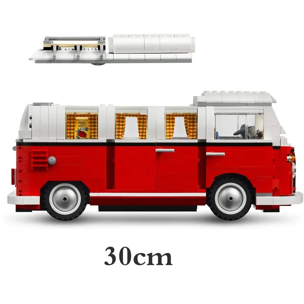 1354 шт. Volkswagen T1 Camper Bricks Van Модель автомобиля Bluding Blocks Высокотехнологичные идеи Совместимость с автобусом Техническая игрушка 10220 Подарок ребенку