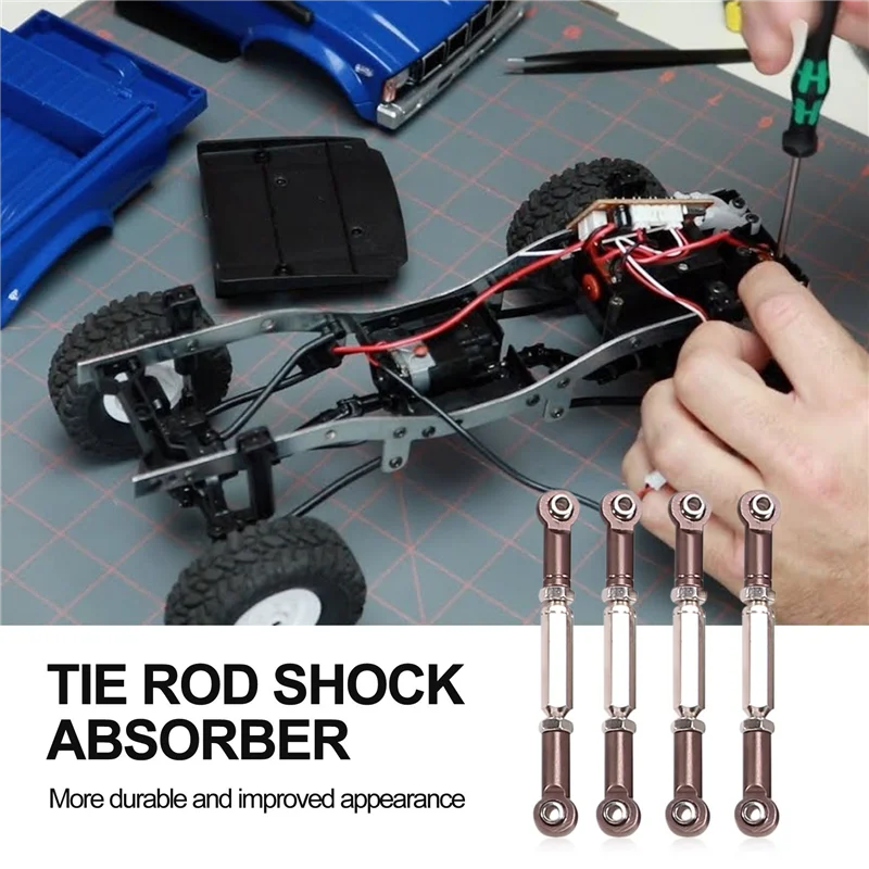 WOWFU-Metalen Steering Link Rod Trekstang Mount Seat Schokdemper Set Voor WPL C14 C24 C24-1 1/16 RC Auto upgrade Onderdelen