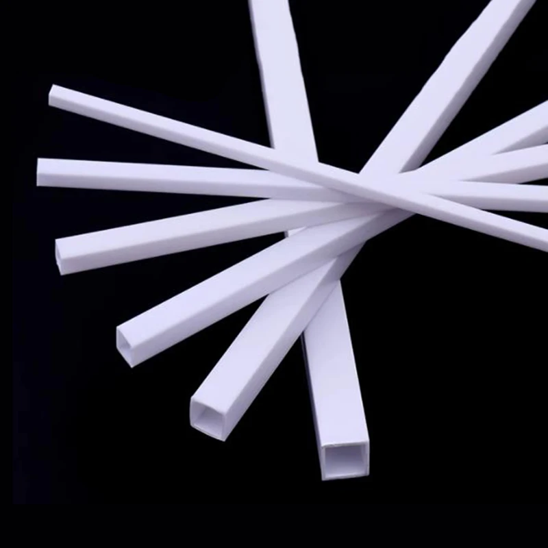 10Pcs ABS Plastic Square Tube Hollow Square Bar Rods Styrene Rod for DIY Sand Table Architectural Model Making