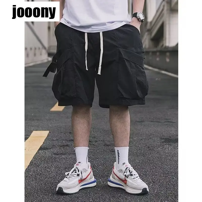 Short cargo à jambes larges pour hommes, streetwear simple, coton uni, mode rétro, tout match, été, nouveau