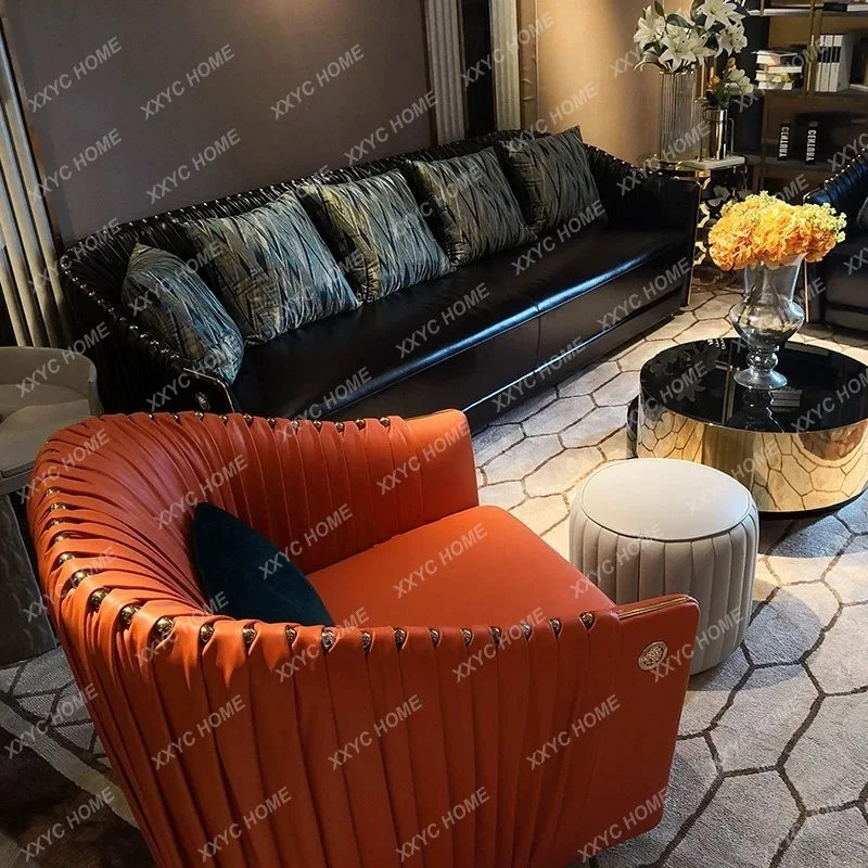 

Hh2cc light luxury fabric sofa small apartment three-person sofa villa living room high-end furniture